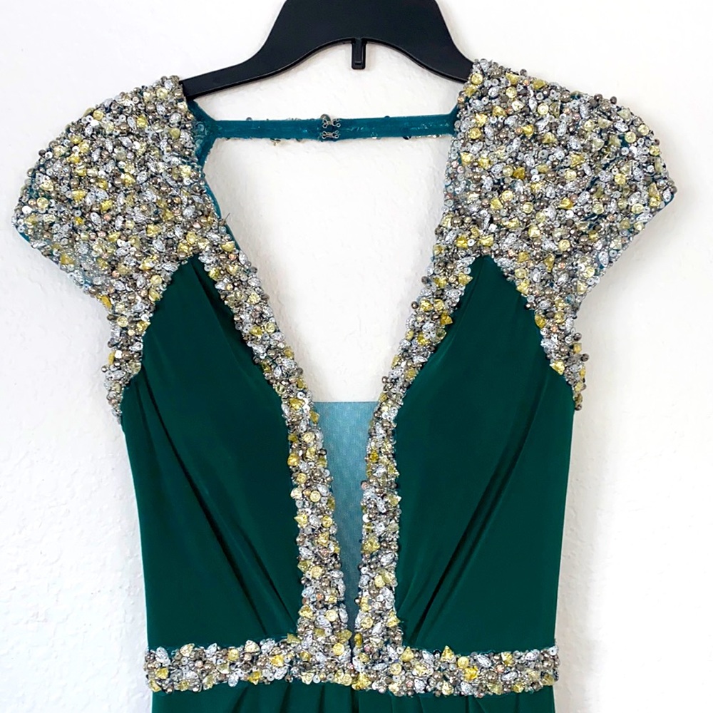 Jovani Hunter Green Embellished Evening Gown